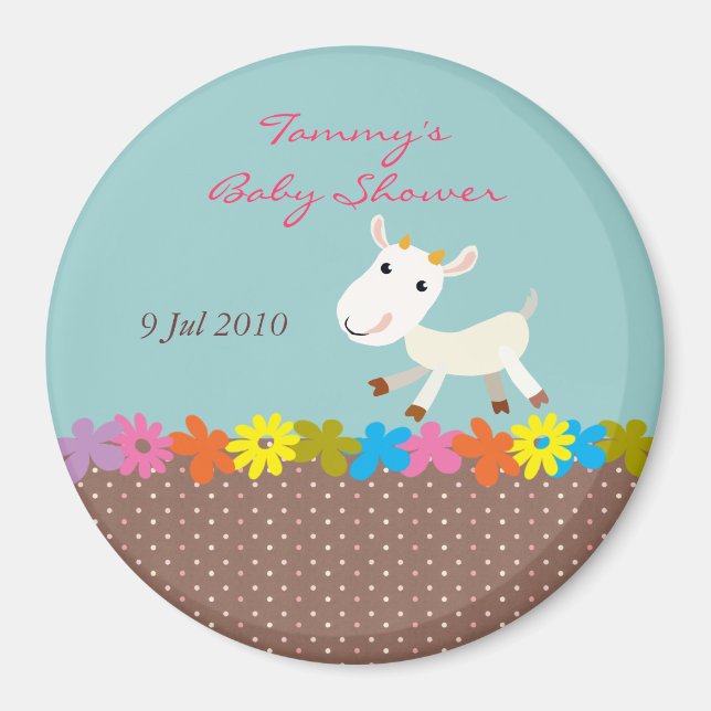 Imán Cute Goat Baby Shower Magnet - Personalizable (Frente)