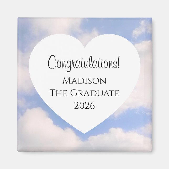 Imán Cute Graduation 2026 Congratulations Message Heart (Frente)