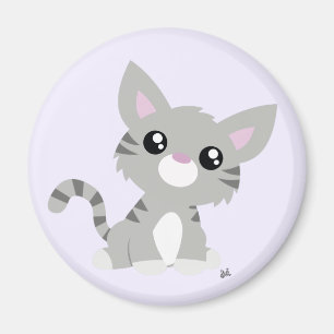 Imán Cute Gray Kitty Magnet