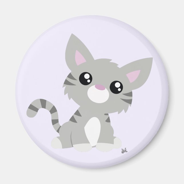 Imán Cute Gray Kitty Magnet (Frente)