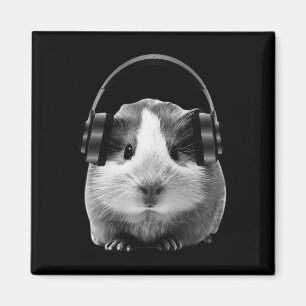 Imán Cute Guinea Pig Escuchando Dubstep