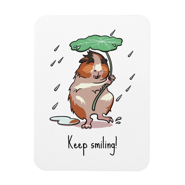 Imán Cute Guinea Pig Keep Smiling Rain Dancing Cartoon (Vertical)