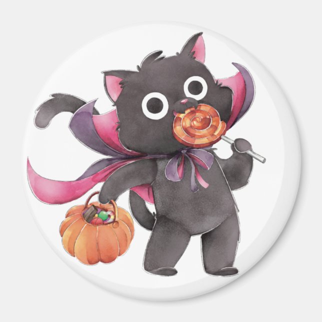 Imán Cute Halloween Cat Magnet (Frente)