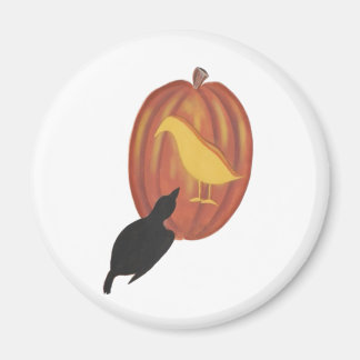 Imán Cute Halloween Jack O'Lantern y Crow