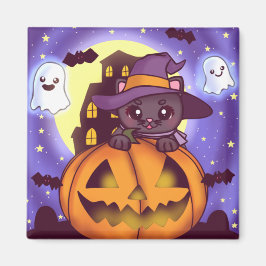 Imán Cute Halloween Octubre Witch Cat
