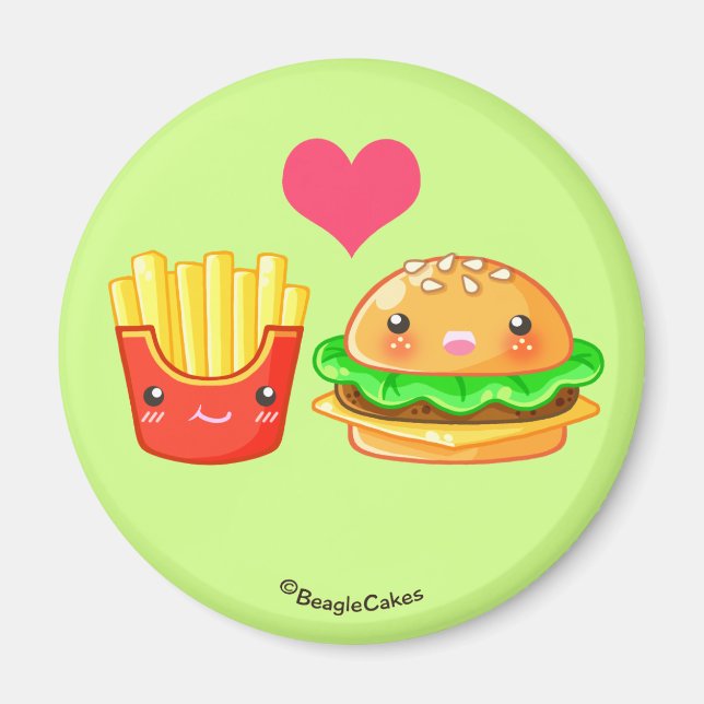 Imán Cute Hamburger & Fries Magnet (Frente)