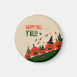 Imán Cute Happy Fall Y'all Sombrero de Bruja de Calabaz