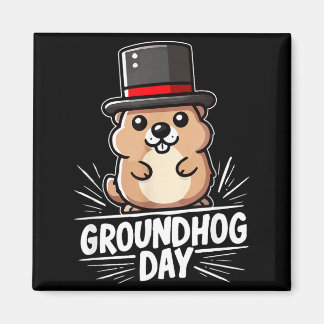 Imán Cute Happy Groundhog Day February 2nd Phils Holida