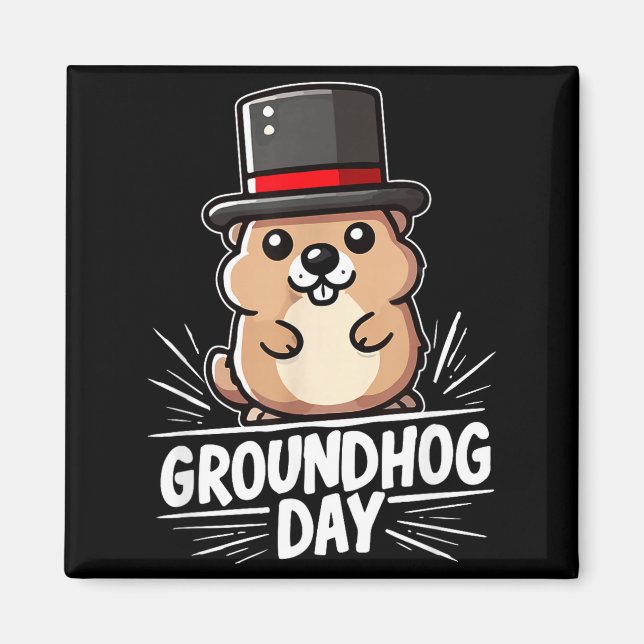 Imán Cute Happy Groundhog Day February 2nd Phils Holida (Frente)