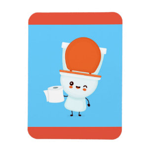 Imán Cute Happy Sonriente Bowl Y Papel De Baño