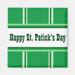 Imán Cute Happy St. Patrick's Day Striped Green