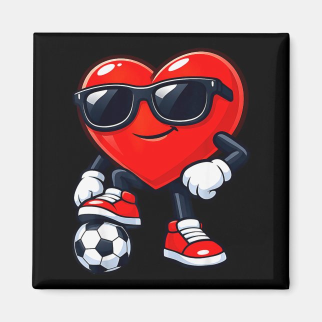 Imán Cute Heart Playing Soccer Valentines Day Soccer Bo (Frente)
