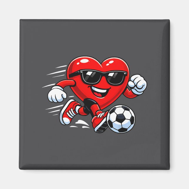 Imán Cute Heart Playing Soccer Valentines Day Soccer Bo (Frente)
