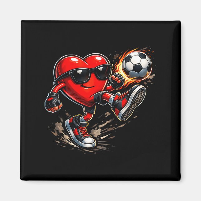 Imán Cute Heart Playing Soccer Valentines Day Soccer Bo (Frente)