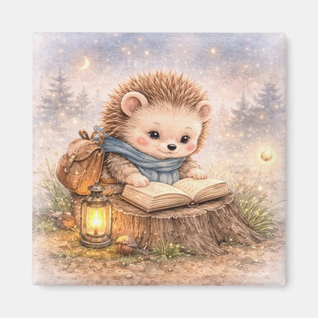 Imán Cute Hedgehog Reading Fridge (Frente)