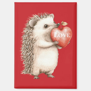 Imán Cute Hedgehog Red Heart Love