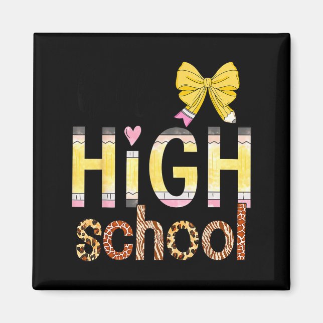 Imán Cute Hello High School Animal Print Teacher Back T (Frente)