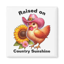 Cute Hen en Gorra rosa con girasol brillante