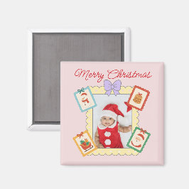 Imán Cute Holiday Collage with Festive Pastel Frames