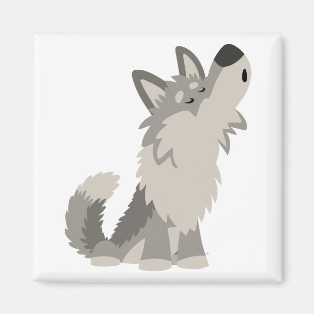 Imán Cute Howling Personalizado Wolf Magnet (Frente)