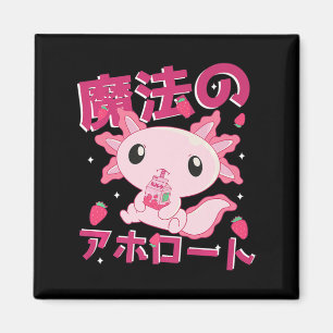 Imán Cute Kawaii Axolotl Leche de fresa sacude japonés