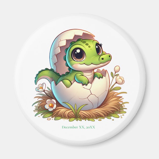 Imán Cute Kawaii Baby Alligator Hatching Baby Shower (Frente)