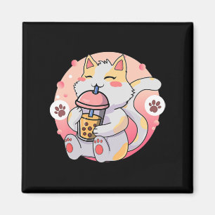 Imán Cute Kawaii Cat Boba Tea Anime Kitten Regalo Niños