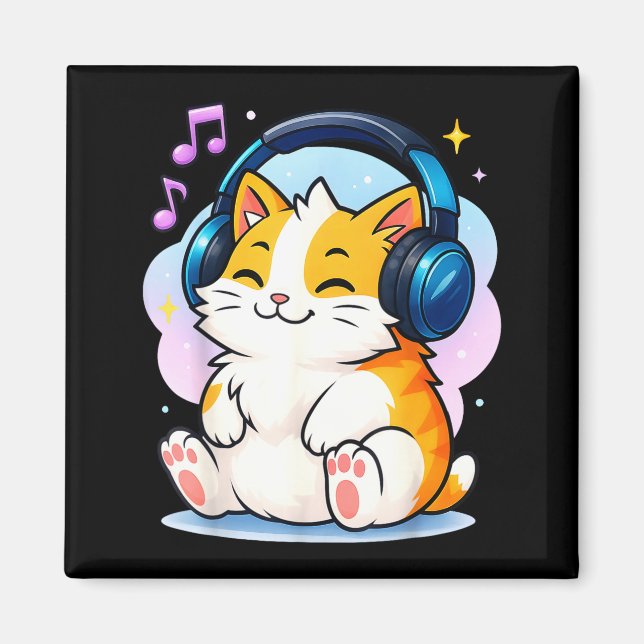 Imán Cute Kawaii Cat Neko Funny Music Kitten Lover K-p  (Frente)