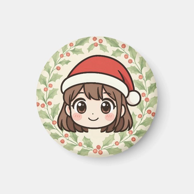 Imán Cute Kawaii Christmas Anime Girl magnet (Frente)