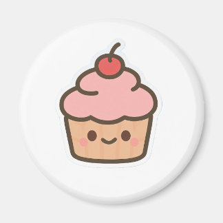Imán Cute Kawaii Cupcake Magnet – Happy Dessert Illustr