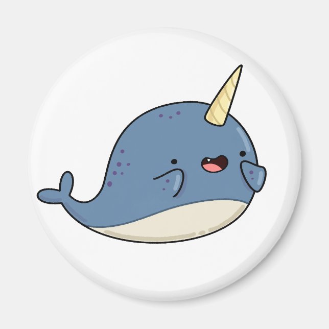 Imán Cute Kawaii Narwhal (Frente)