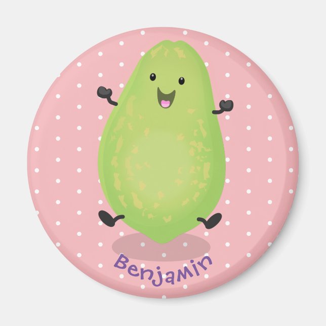Imán Cute kawaii papaya paw personalizado ilustracion (Frente)