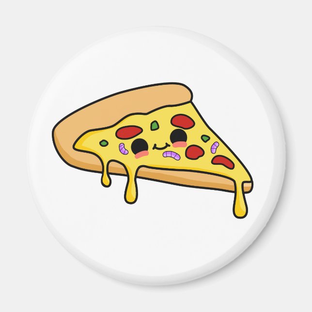 Imán Cute Kawaii Pizza Slice (Frente)