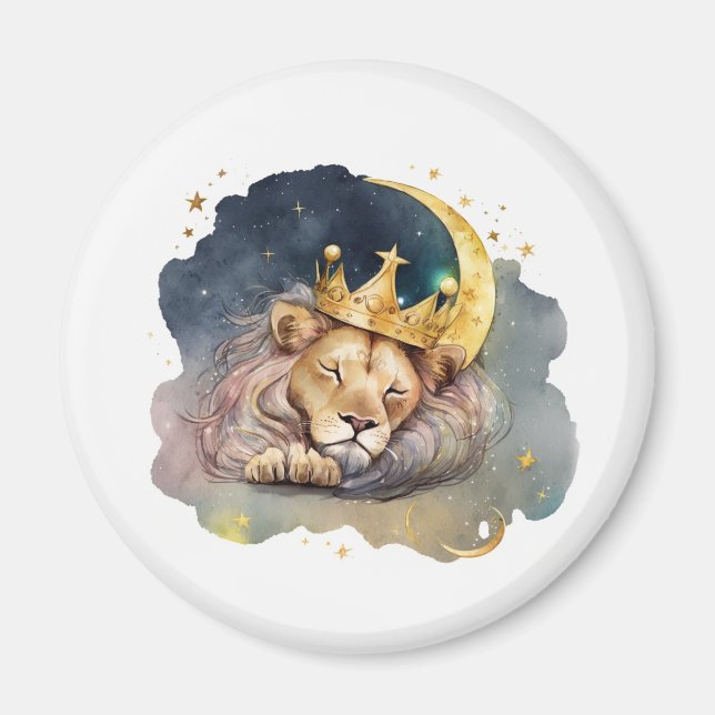 Imán Cute  king Lion Sleeping On The Moon               (Frente)