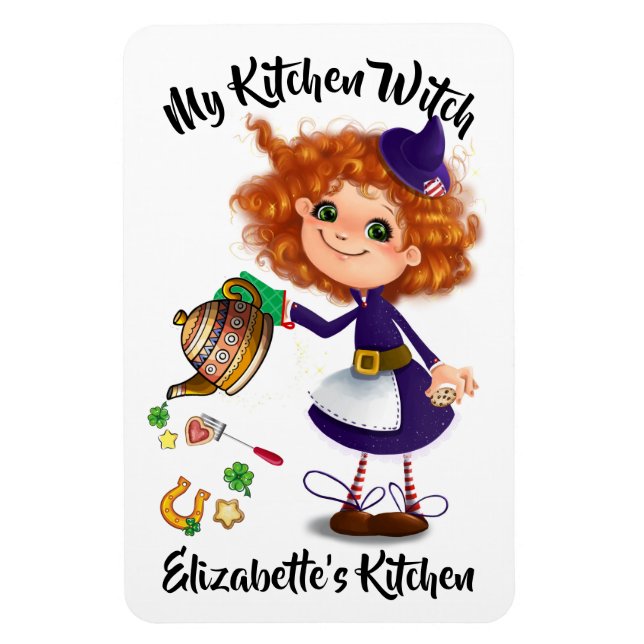 Imán Cute Kitchen Witch / Cottage Witch Magnet (Vertical)