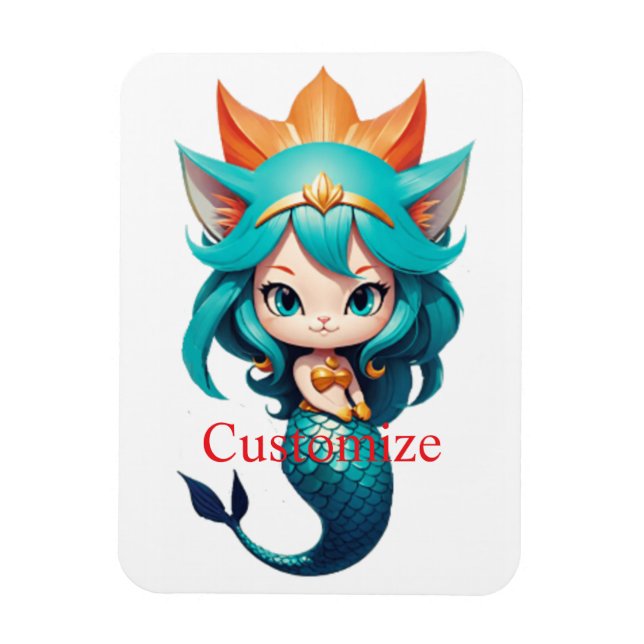 Imán Cute Kitty Cat Mermaid Thunder_Cove (Vertical)