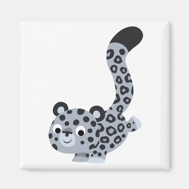 Imán Cute Landing Snow Leopard Magnet (Frente)