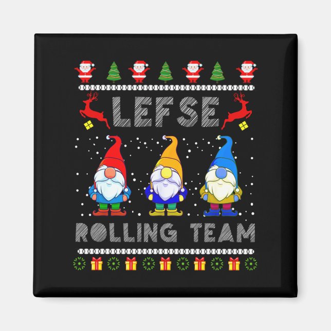 Imán Cute Lefse Rolling Team Norwegian Gnomes Ugly Xmas (Frente)