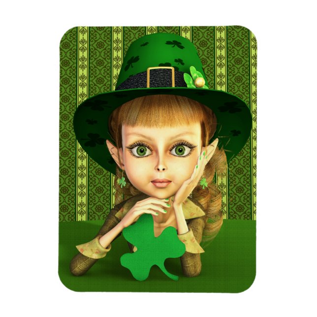 Imán Cute Leprechaun Shamrock Chica Flexi Magnets (Vertical)