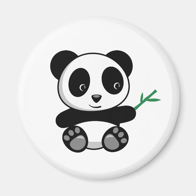 Imán Cute Little Panda with a Bamboo Stick (Frente)