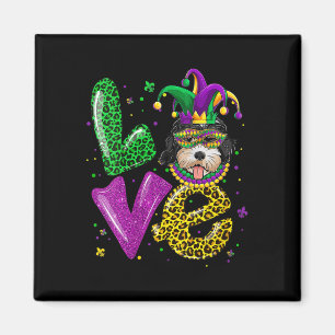 Imán Cute Love Golden Doodle Mask Perro Plaid Leopard M
