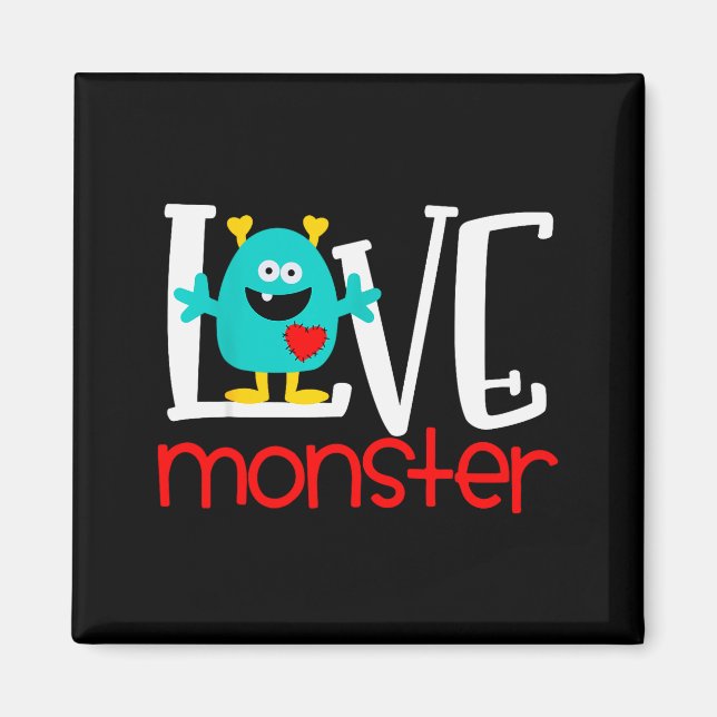 Imán Cute Love Monster San Valentín  (Frente)