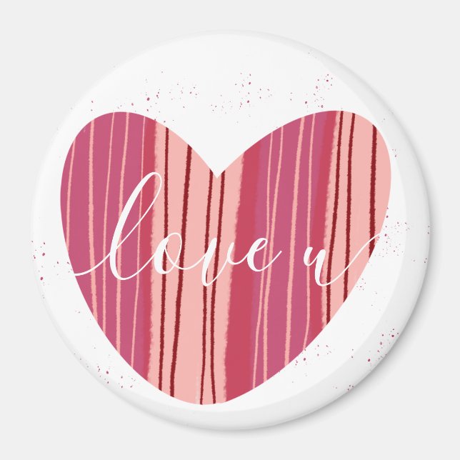 Imán Cute Love U Pink Textured Heart Magnet (Frente)