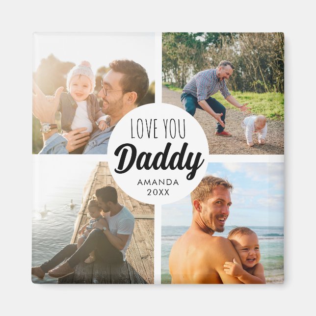 Imán Cute Love You 'Daddy' Personalizado Collage de fot (Frente)