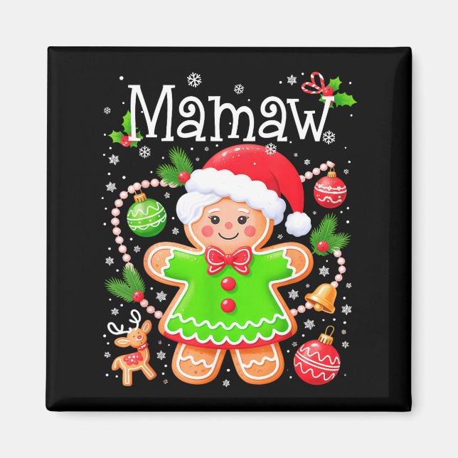 Imán Cute Mamaw Gingerbread Family Matching Christmas C (Frente)