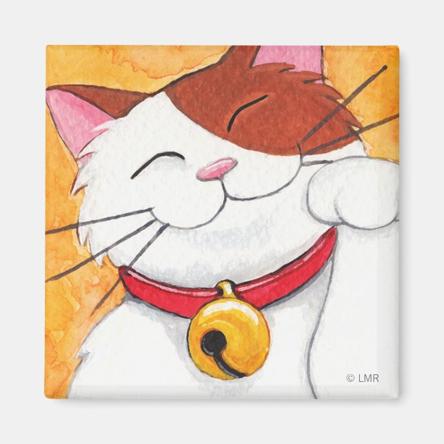 Imán Cute Maneki Neko Lucky Calico Cat (Frente)