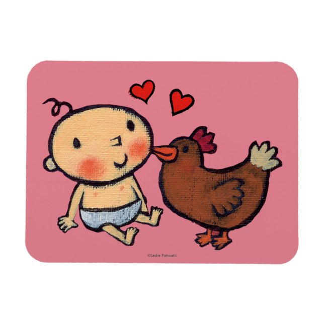 Imán Cute marrón de pollos en la mejilla para el bebé (Horizontal)