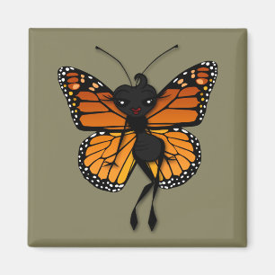 IMÁN CUTE MONARCH BUTTERFLY LADY SQUARE MAGNET