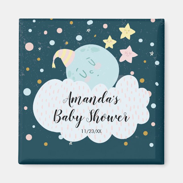 Imán CUTE Moon Baby Shower Favnet (Frente)