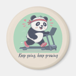 Imán Cute Motivational Panda on Treadmill